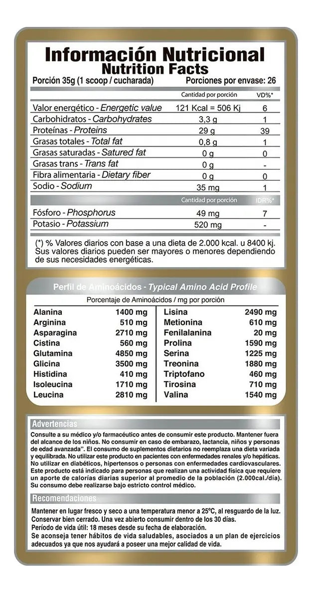 Iso Gold Protein 2lbs Gold Nutrition® Proteína Aislada