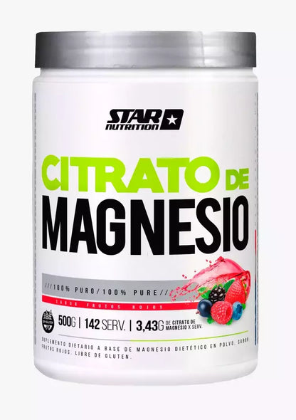 Citrato de Magnesio Star Nutrition Sabor Frutos Rojos - Polvo 500 Gr